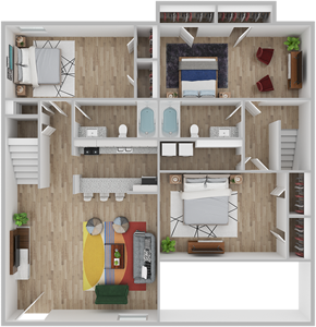 Three Bedroom / Two Bath / Townhome - 1100 SqFt* 